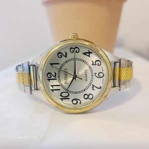Passages Quartz Women's Watch Two‎ Tone Silver Gold Tone Band Classic Dial